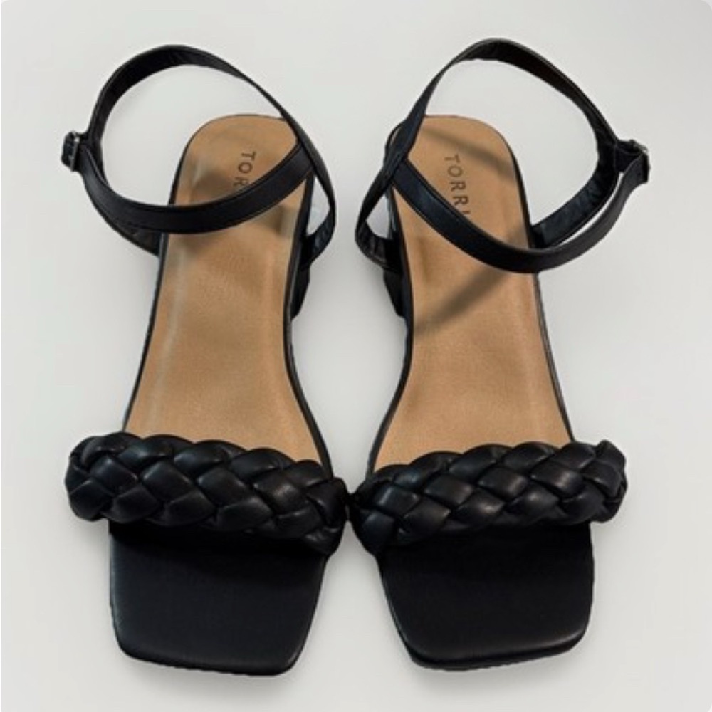 Torrid NWOT Black Braided Strap Ankle-Wrap Sandals